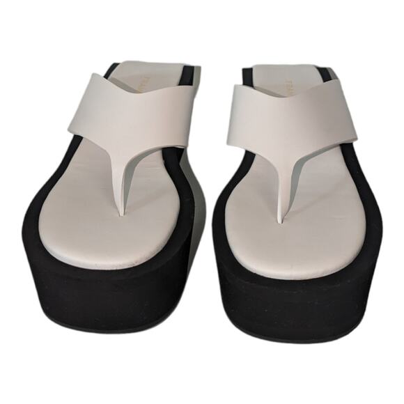 Frame Le Ocean Thong Platform Y2K Vibe White Black Leather Size 40.5 US 9.5 - Picture 2 of 13